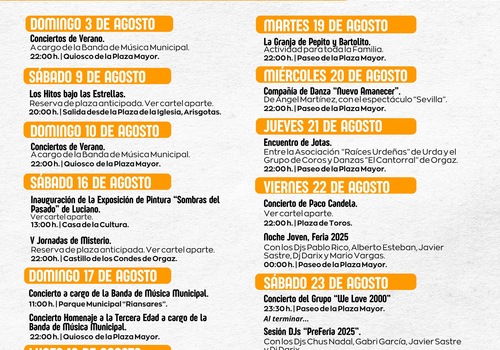 PROGRAMACIÓN CULTURAL Y DEPORTIVA AGOSTO 