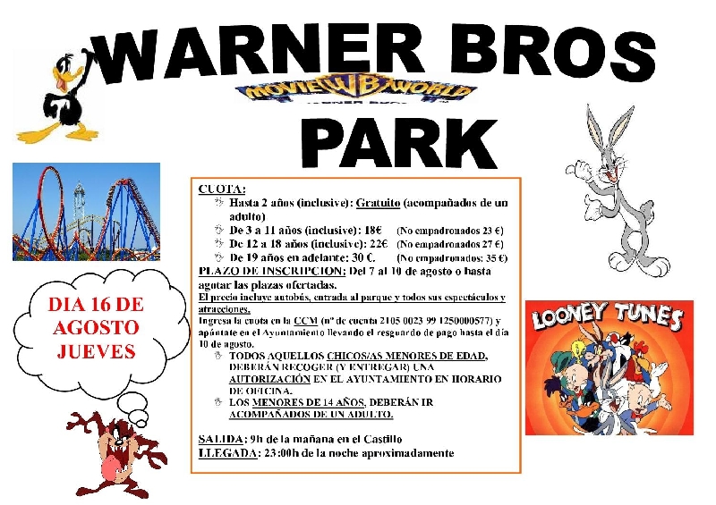 EXCURSION AL PARQUE WARNER BROS DE MADRID