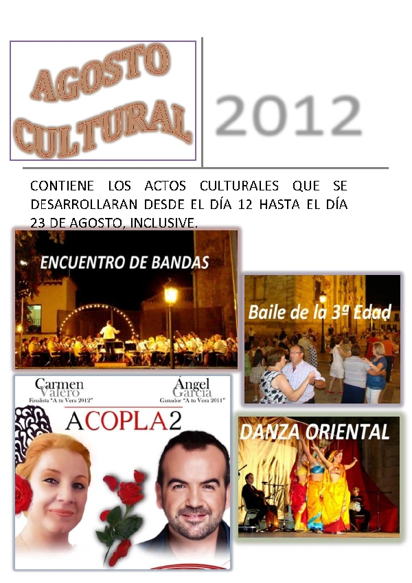 PROGRAMACION CULTURAL AGOSTO 2012