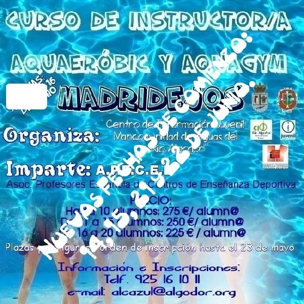 CURSO DE INSTRUCTOR   AQUAEROBIC Y AQUAGYM EN MADRIDEJOS