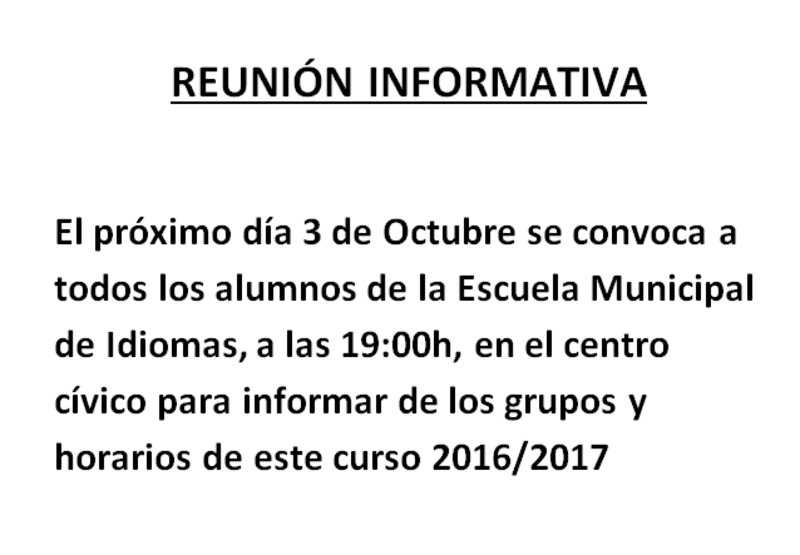 Escuela Muncipal de Idiomas/Reunion Informativa