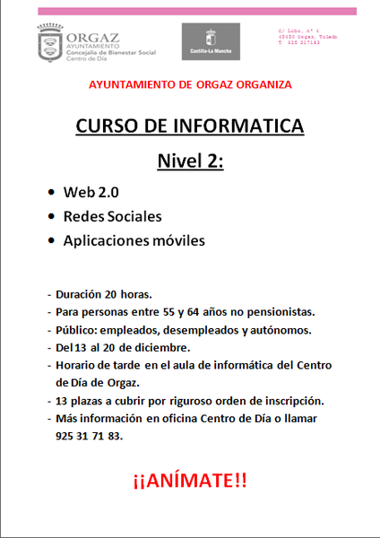 Curso informática mayores de 55 años