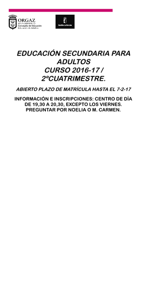 Ampliación matrícula escuela de adultos