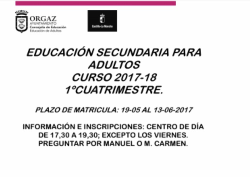 Matricula nuevo curso educación de adultos