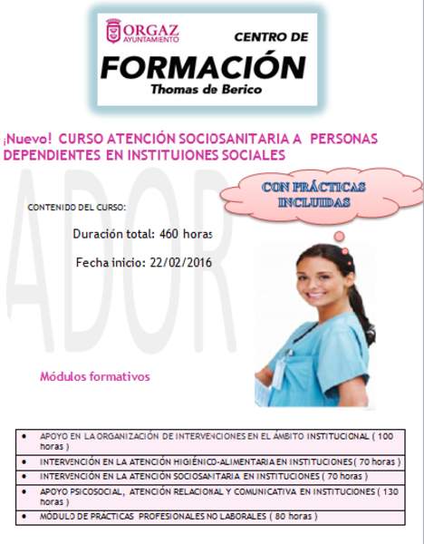 Curso de atención sociosanitaria a personas dependientes