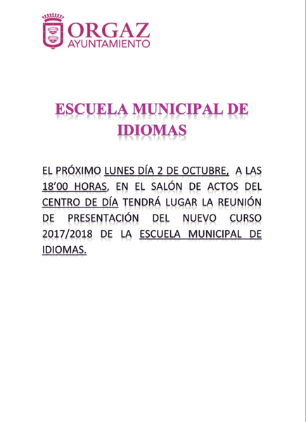 Reunión Escuela Municipal de Idiomas