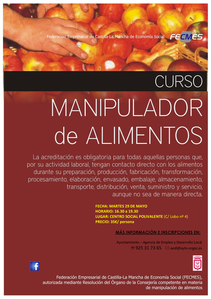 CURSO DE MANIPULADOR DE ALIMENTOS 