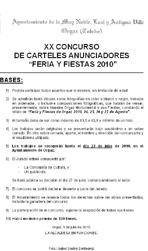 CONCURSO CARTELES ANUNCIADORES "FERIA Y FIESTAS 2010"