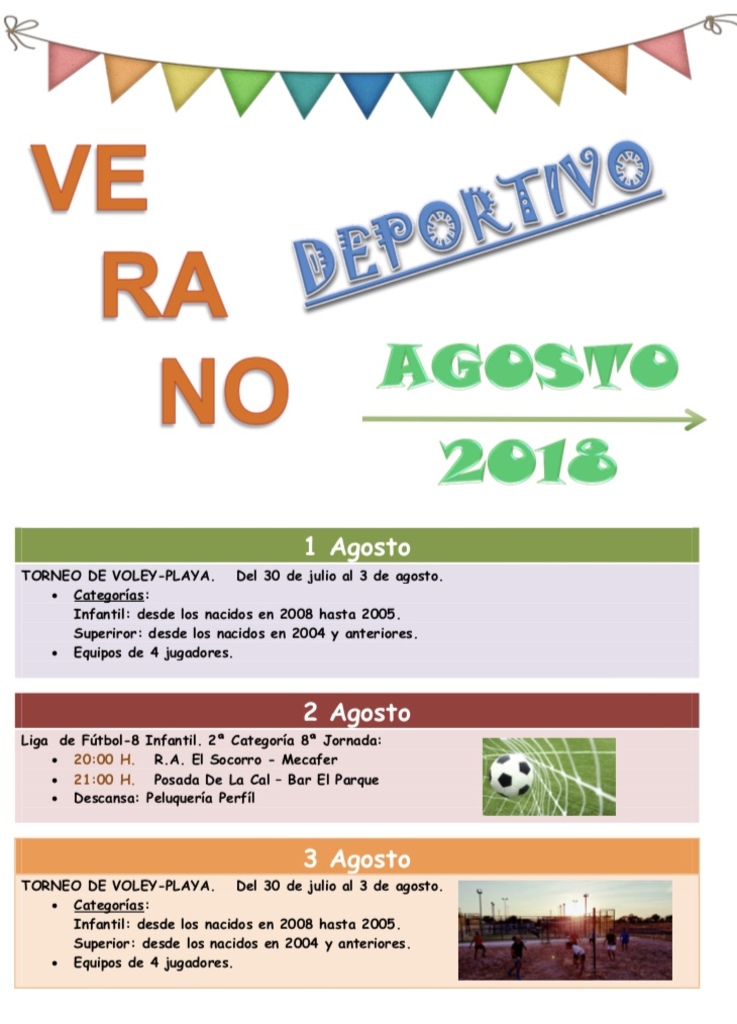 PROGRAMACIÓN DEPORTIVA DE AGOSTO 