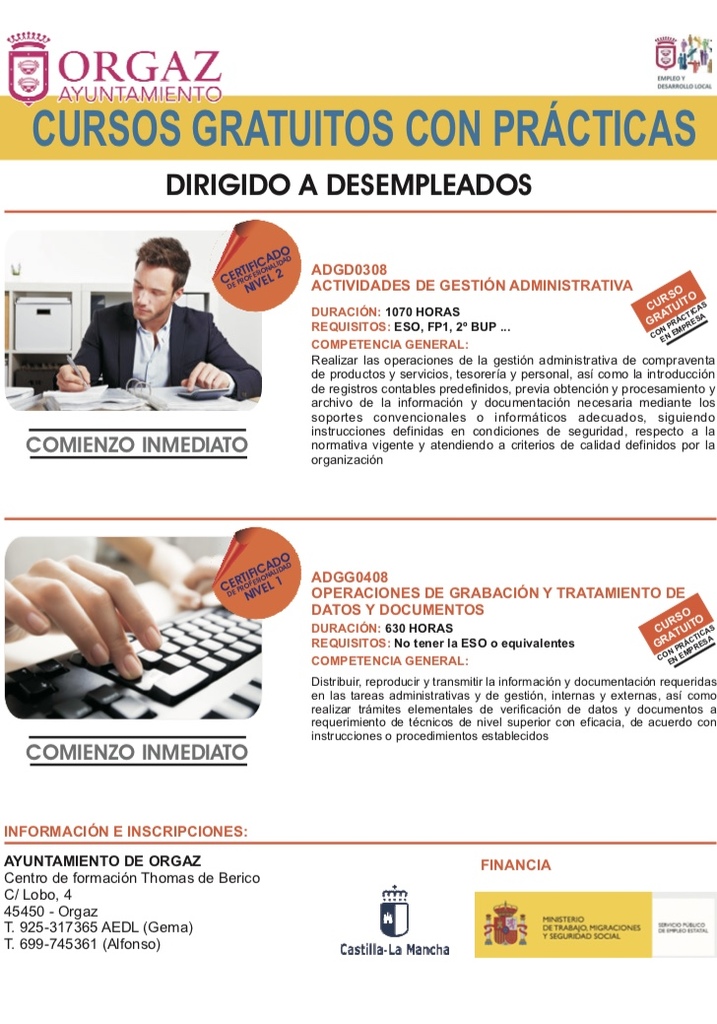 Cursos gratuitos con prácticas 