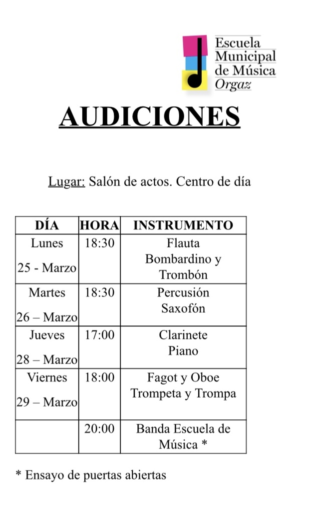 Audiciones de la Escuela Municipal de Música 