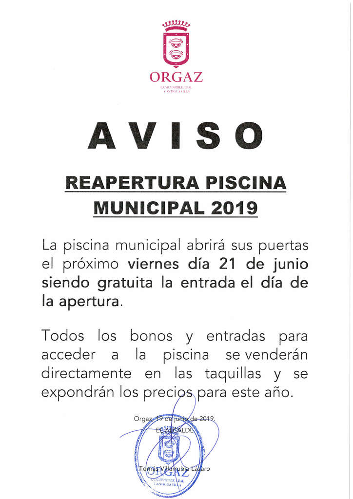 Reapertura Piscina Municipal 