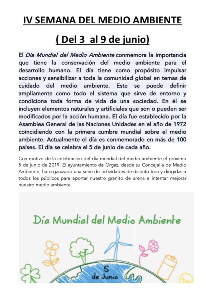 Programación IV Semana del Medio Ambiente 