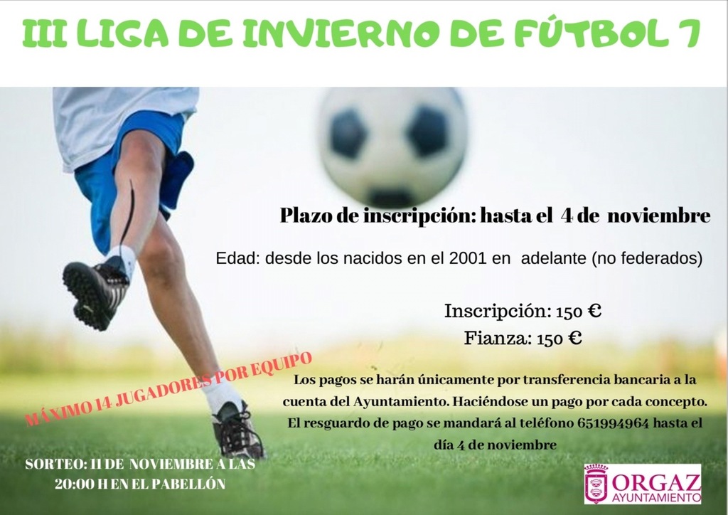 Modificación III Liga de Invierno de Fútbol 7