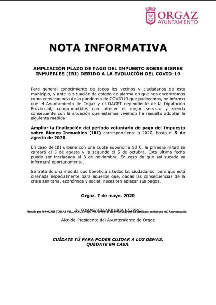 Se amplía el plazo de pago del Impuesto sobre Bienes Inmuebles 