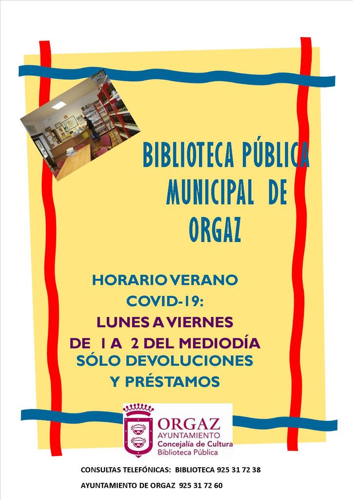 Nuevo horario de la biblioteva municipal