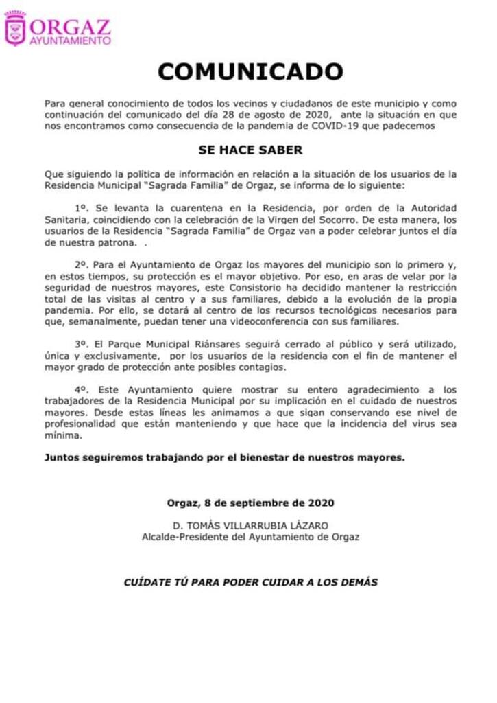 Información relevante a la Residencia Municipal “Sagrada Familia” de Orgaz 