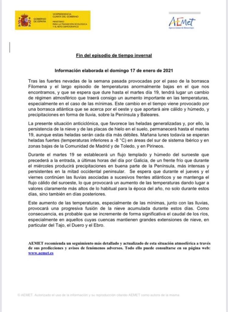 Información de la AEMET