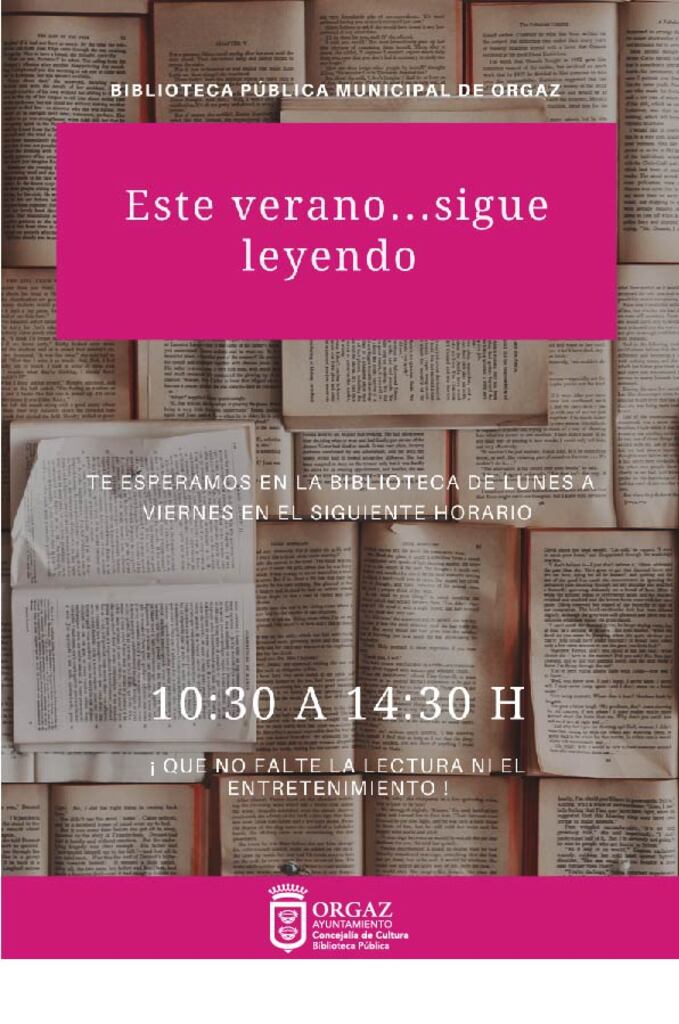 Horario de verano Biblioteca Pública Municipal 