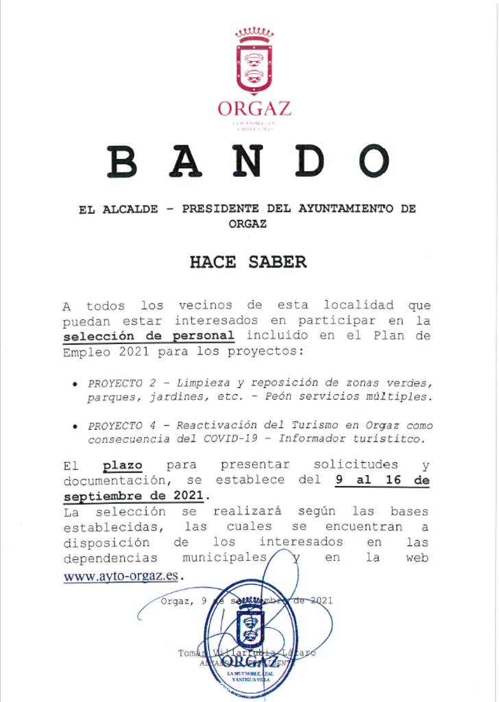 Listados provisionales Plan de Empleo 2021 en el Ayuntamieto