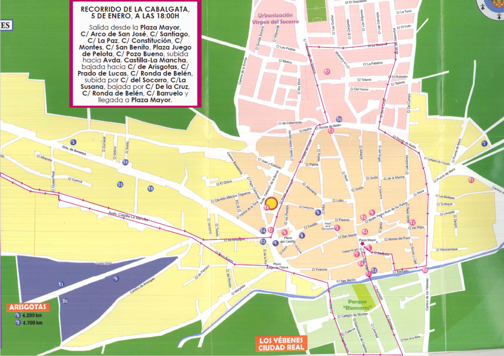 Recorrido Cabalgata SSMM Reyes Magos de Oriente en Orgaz