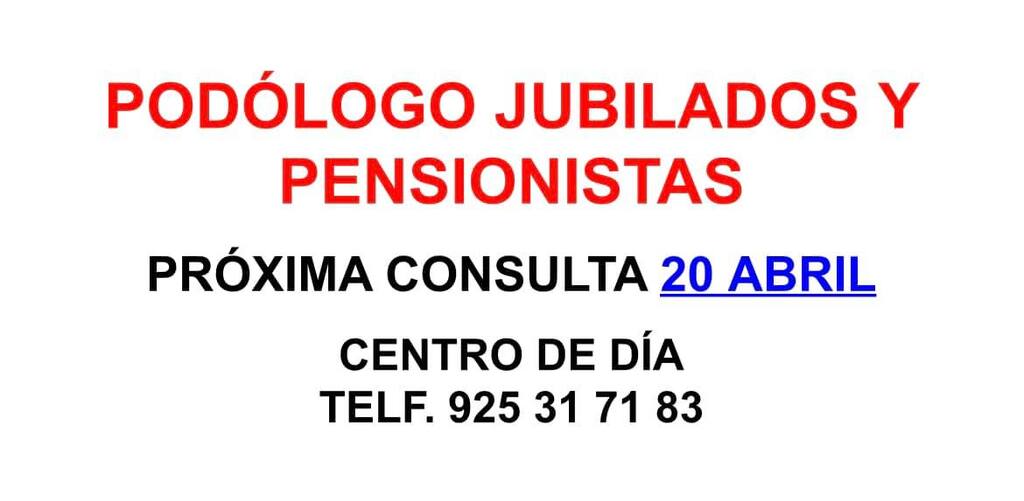 Podólogo para jubilados y pensionistas