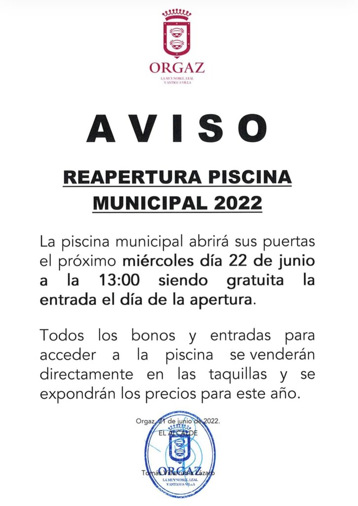 Apertura de la Piscina Municipal