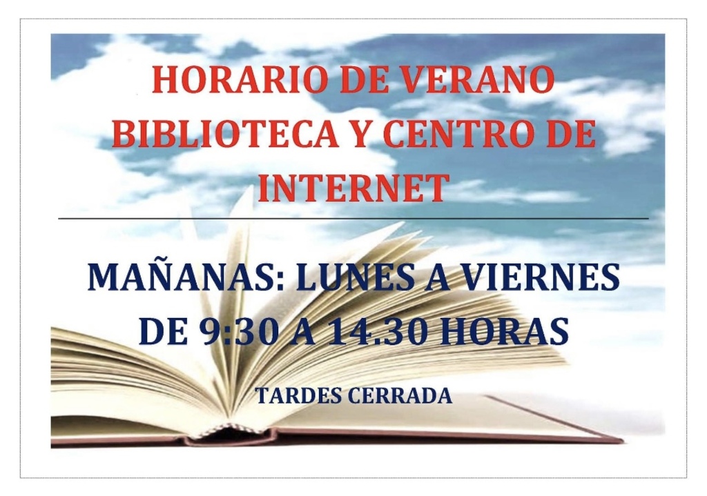 HORARIO DE VERANO BIBLIOTECA MUNICIPAL