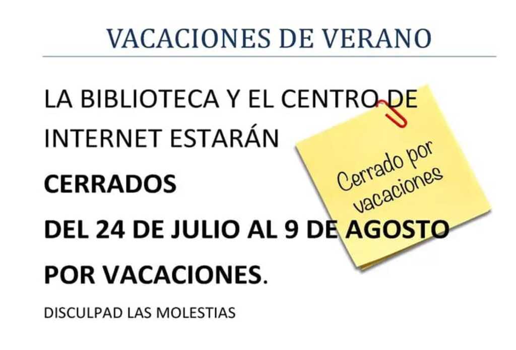 Biblioteca cerrada por vacaciones