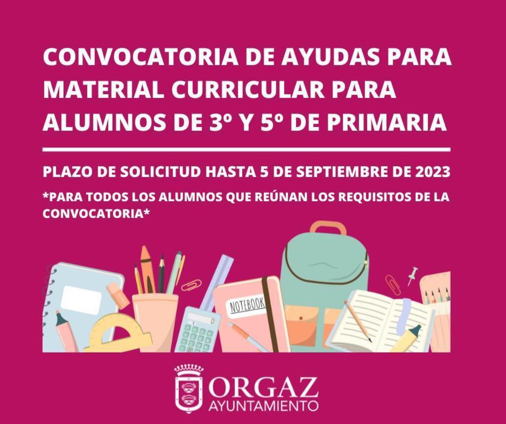 AYUDAS MATERIAL CURRICULAR 3° Y 5°