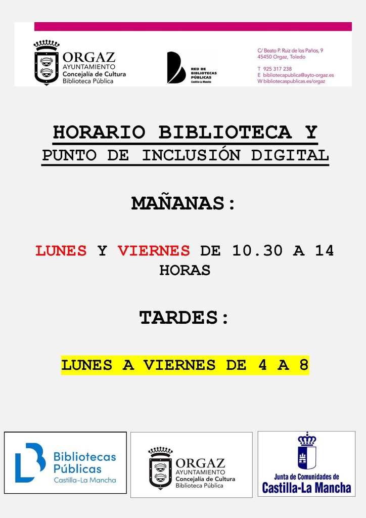 HORARIO BIBLIOTECA