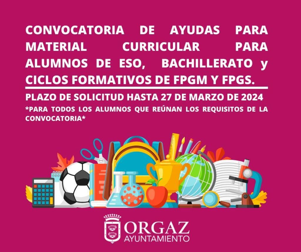 AYUDAS MATERIAL CURRICULAR ESO, BACHILLERATO Y CICLOS