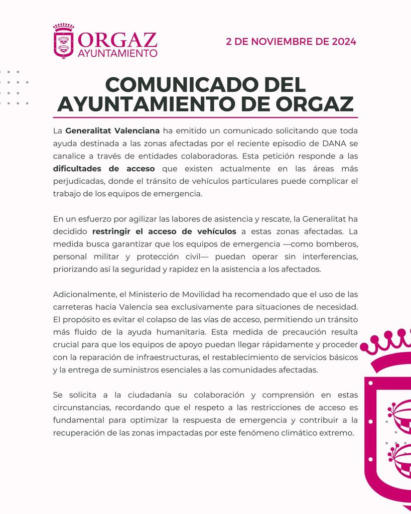 COMUNICADO AYUNTAMIENTO DE ORGAZ