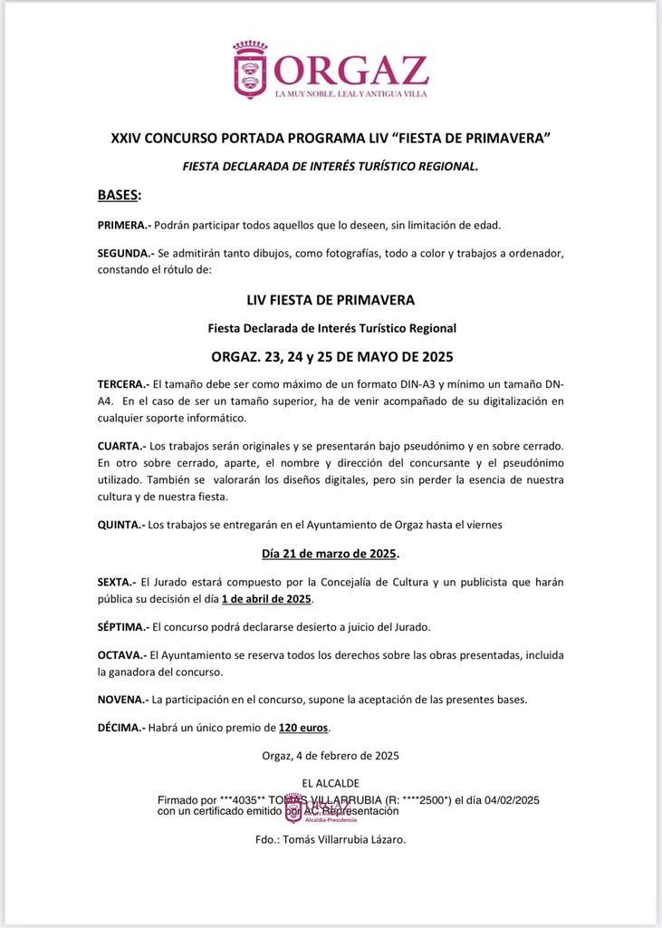 CONCURSO PORTADA PROGRAMA FIESTA DE PRIMAVERA 