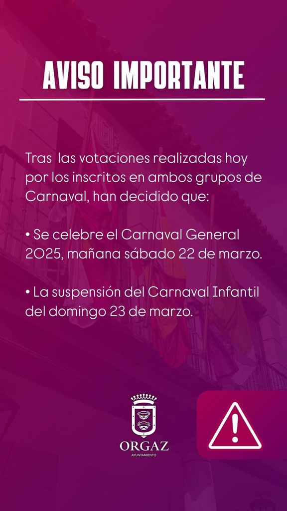AVISO IMPORTANTE CARNAVAL 2025
