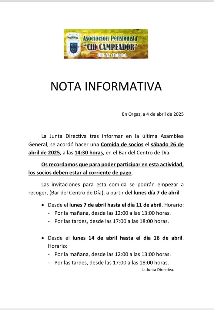ASOCIACIÓN PENSIONISTAS CID CAMPEADOR