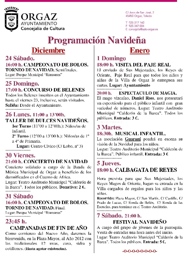 PROGRAMACIÓN DE NAVIDAD